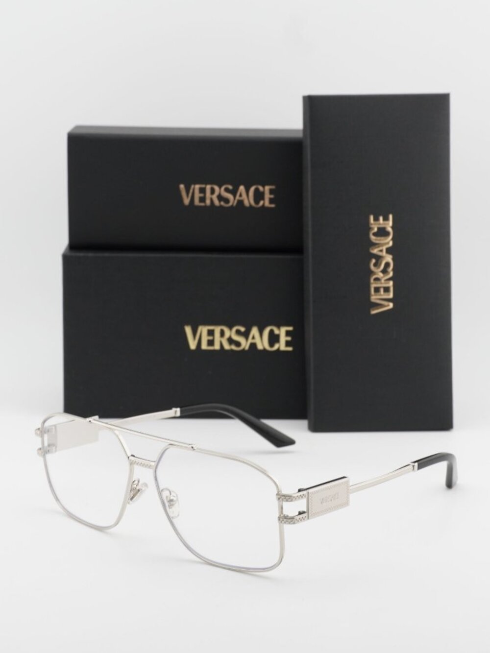 Versace VE1302 1000 Aviator Eyeglasses – Silver 57mm